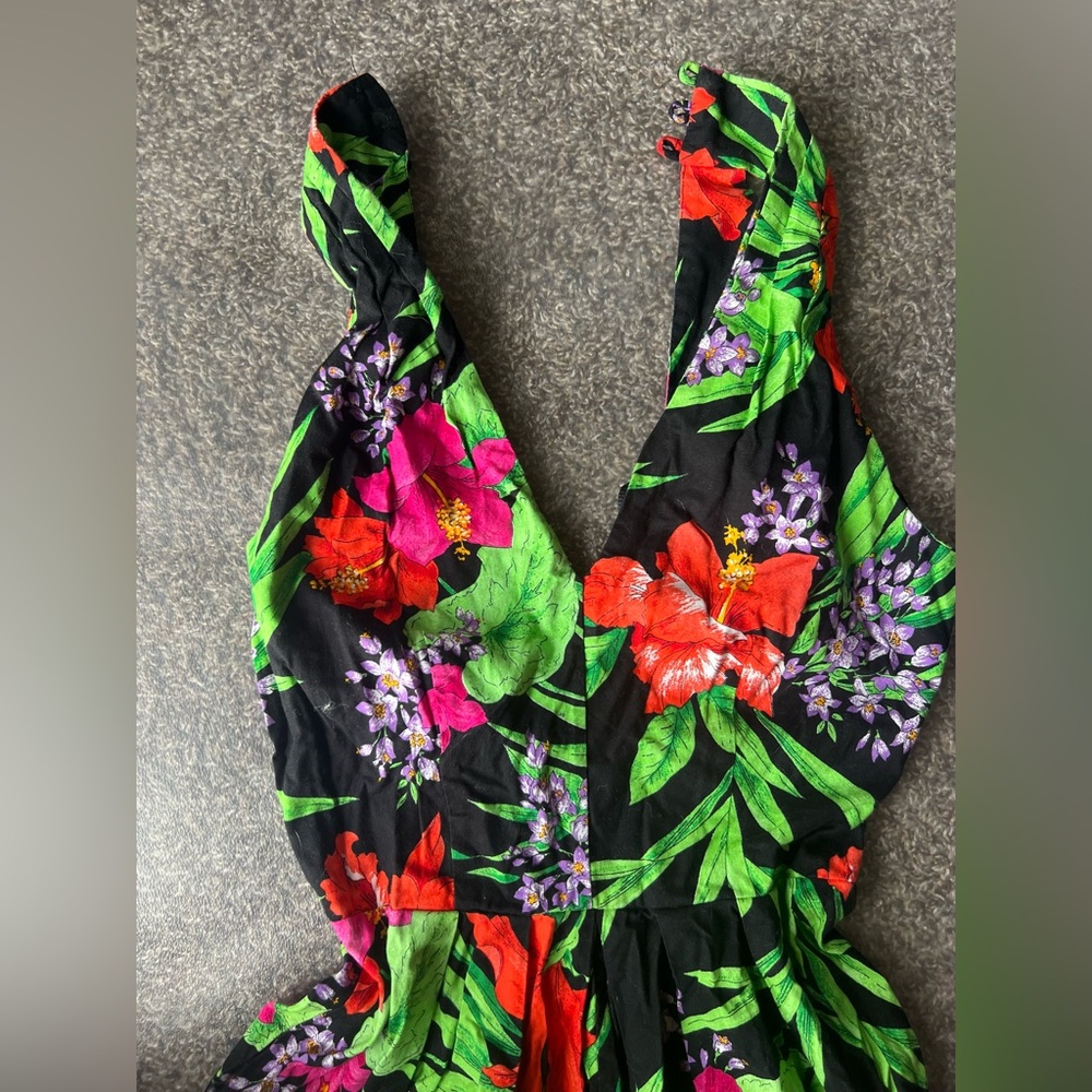 Dawn Joy Fashions Black & multi-coloured tropical floral maxi dress XSmall - Picture 3 of 6
